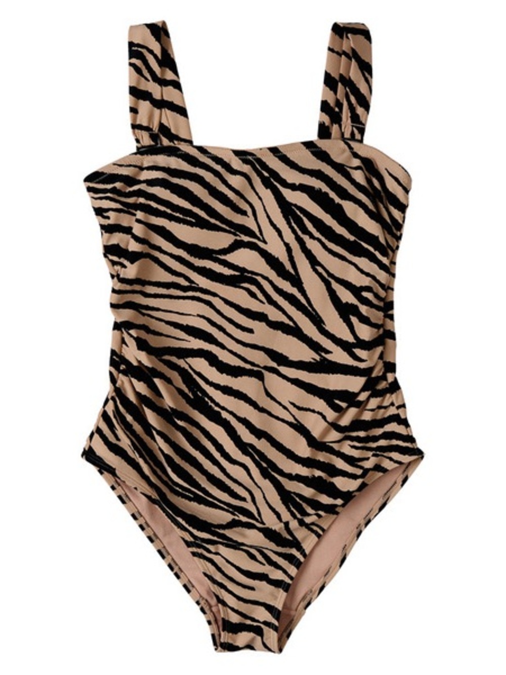 0035: Serra Tan and Black Zebra-Print Women’s One-Piece Swimsuit